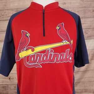 St Louis Cardinals Shirt Mens XL Red 1/4 Zip Pullover MLB Baseball Match Up SGA